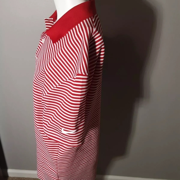 Men Small Nike Dri Fit Red And White Polo Shirt - Picture 2 of 5